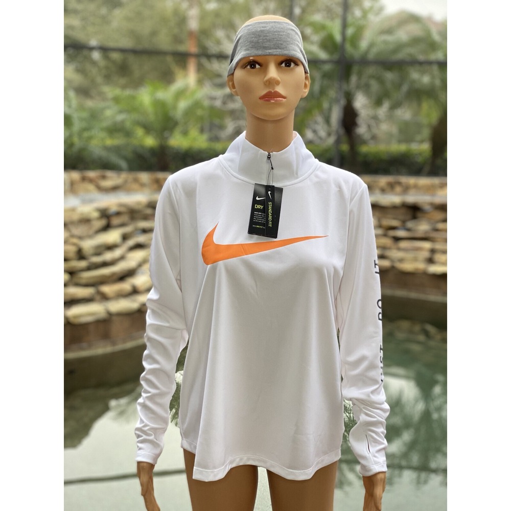 Nike Women's 1/4 Zip Running Top - Medium, White, New with Tags, Activewear